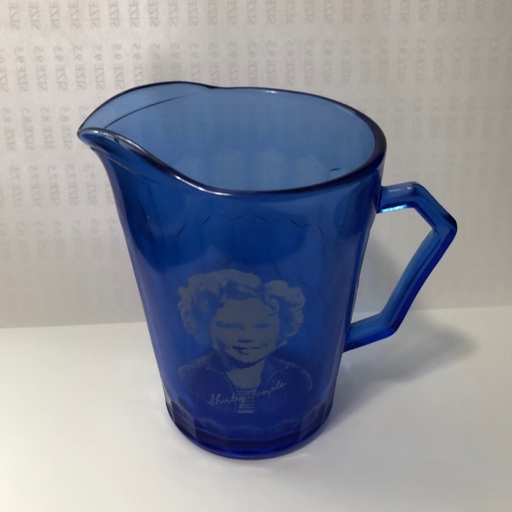 Blue SHIRLEY TEMPLE Depress GLass Creamer Pitcher